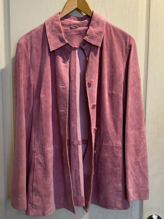 Pink Suede Button-Up Shacket - Picture 3 of 11